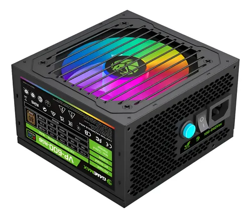 Fuente de poder certificada con ventilador RGB para computadora de escritorio