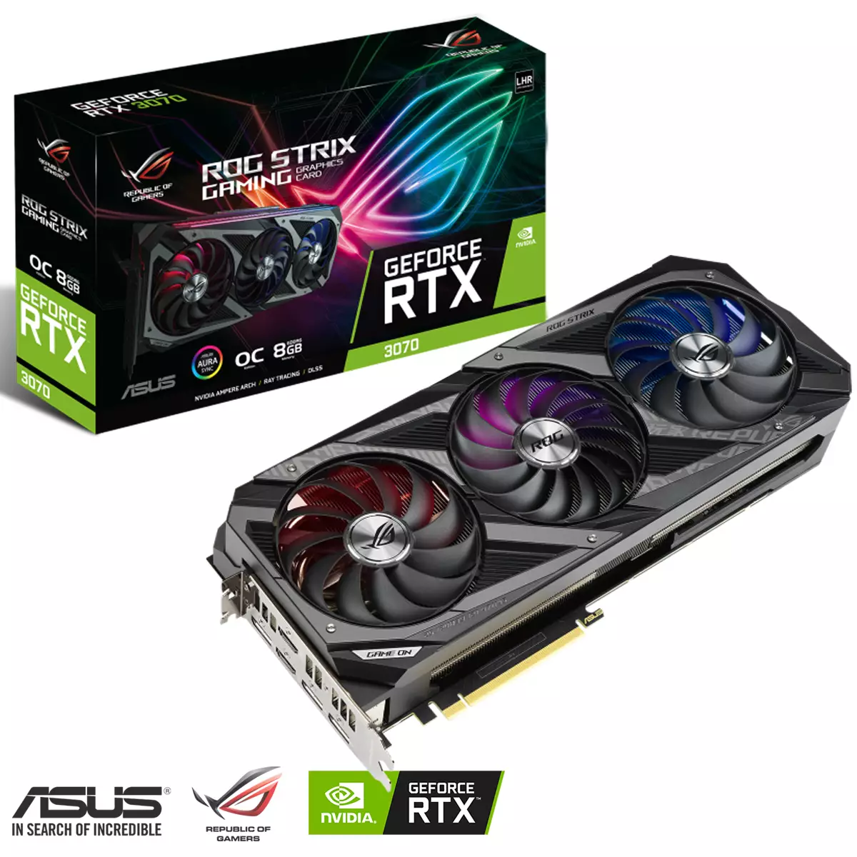 Tarjeta de video NVIDIA GeForce RTX para computadora de escritorio con su caja