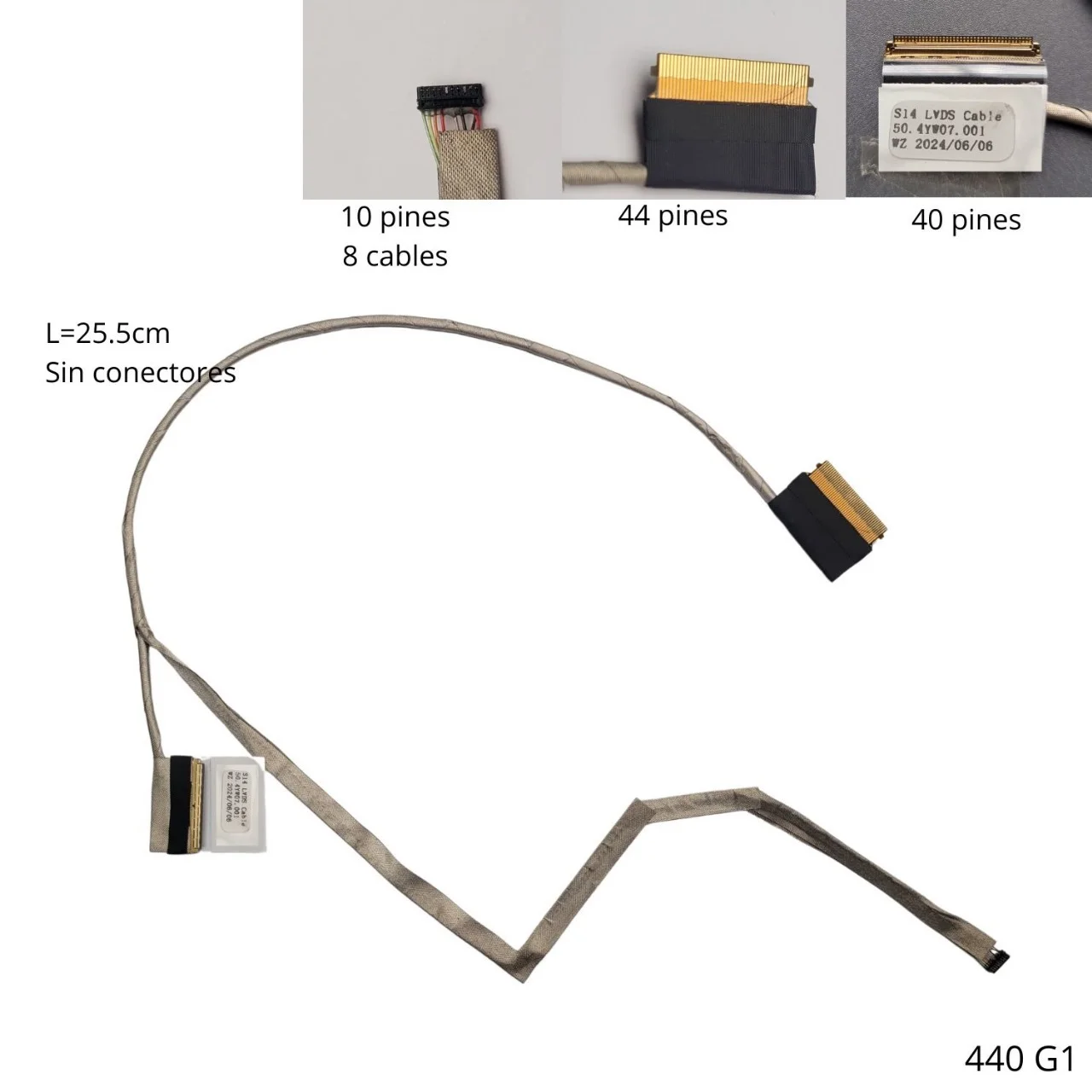 Cable flex de video LVDS de reemplazo para laptop con sus conectores